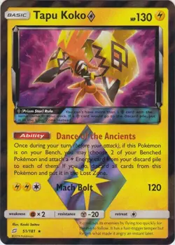 Pokemon TAPU KOKO Prism Star 51/181 Holo (Team Up) NM/Near Mint - Image 1