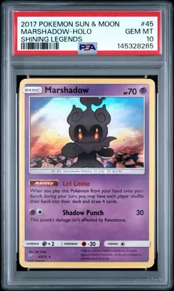 PSA 10 MARSHADOW-HOLO 2017 POKEMON SUN & MOON SHINING LEGENDS #45 - Image 1
