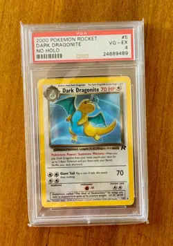 2000 Pokemon Rocket Dark Dragonite No Holo PSA 4 (5/82 Error) - Image 1