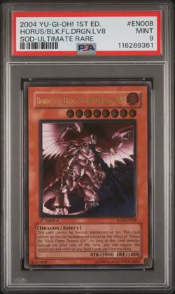 2004 YU-GI-OH! SOD-SOUL OF THE DUELIST HORUS THE BLACK FLAME DRAGON LV8 PSA 9 - Image 1