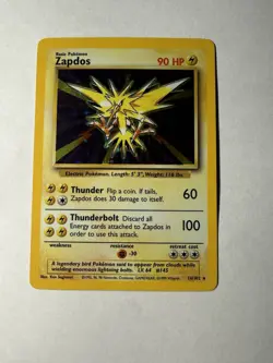 Pokemon TCG Zapdos Base Set Holo Unlimited Rare Card 16/102 - Image 1