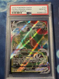 PSA 10 Rayquaza VMAX Ultra Rare 101/159 Crown Zenith Holo Pokemon TCG Card - Image 1