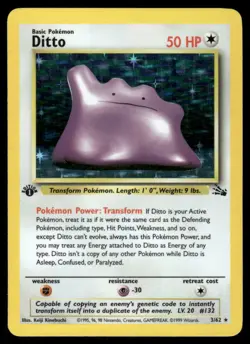 ⭐ Pokemon Cards Ditto 3/62 1st Edition Holo Fossil Holo Rare - Image 1