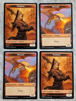 WarriorDragon (DFC) PLAYSET X4 | MTG TDM Red Token Creature Commander EDH | NM - Image 1