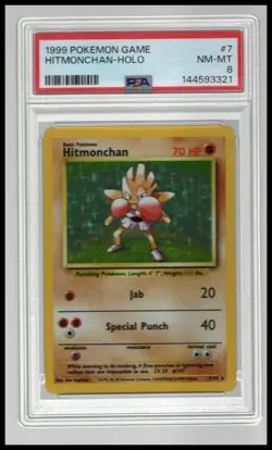 PSA 8 Hitmonchan #7 Pokemon Base Set Vintage Holo - Image 1