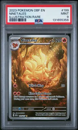 2023 POKEMON OBF EN-OBSIDIAN FLAMES ILLUSTRATION RARE #199 NINETALES PSA 9 - Image 1