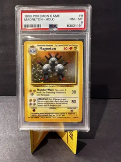 Pokemon Magneton Base Set Unlimited Holo 009/102 PSA 8 - Image 1