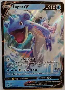 Lapras V 49/202 Ultra Rare Sword & Shield Full Art Pokemon Card - Image 1