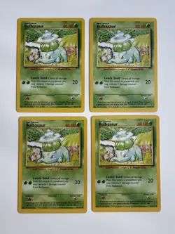 Pokemon TCG Bulbasaur Lot of 4 44/102 Base Set Vintage 1999 Wotc LP+ - Image 1