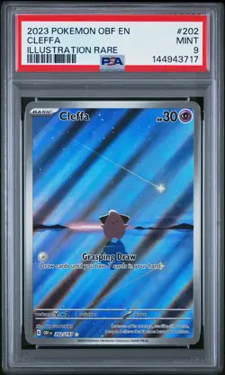 2023 Pokemon Obsidian Flames #202 Cleffa Illustration Rare PSA 9 - Image 1