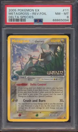 2005 POKEMON EX DELTA SPECIES METAGROSS REVERSE FOIL #11 PSA 8! - Image 1