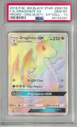 2018 POKEMON SM BLACK STAR PROMO #SM156 FULL ART/DRAGONITE GX PSA 10 - Image 1