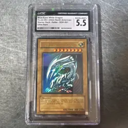 2002 YU-GI-OH! STARTER DECK: KAIBA #001 BLUE-EYES WHITE DRAGON CGC 5.5 - Image 1