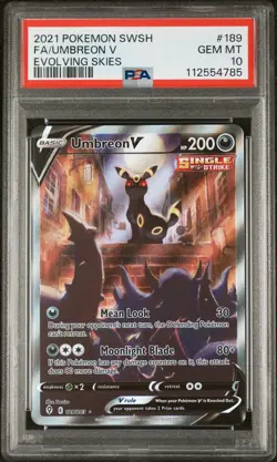 Pokemon TCG Umbreon v Evolving Skies 189/203 - PSA 10 - Image 2