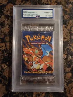 Pokemon Base Set Booster Pack Triangle Error MITSUHIRO ARITA AUTO 10 - Image 1