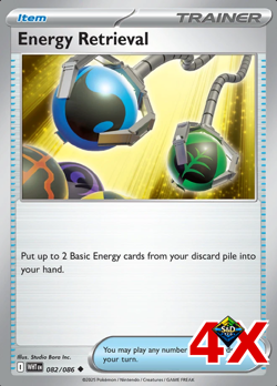 4x Energy Retrieval 082/086 x4 - White Flare - Pokemon TCG - Playset - Image 1