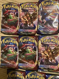 Pokemon Sword and Shield Base Set Booster Pack Lot of 14 Sealed + 3 Mini Packs - Image 3