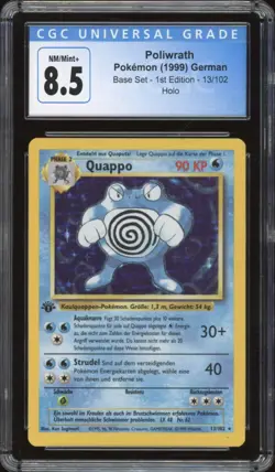 1999 Pokemon GERMAN 1st Edition Base Set Quappo-Poliwrath Holo 13/102 CGC 8.5 - Image 1