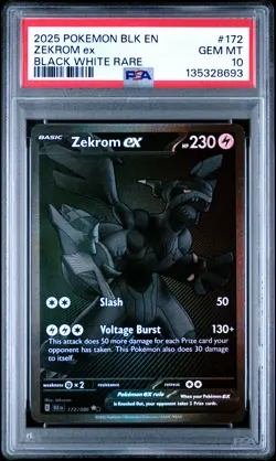 2025 POKEMON BLK EN-BLACK BOLT BLACK WHITE RARE #172 ZEKROM EX PSA 10 - Image 1