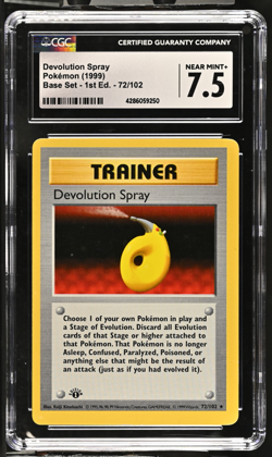 Devolution Spray - Base Set 1st Ed 72/102 Rare 1999 Vintage Pokemon - CGC 7.5 - Image 1