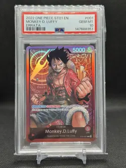 2022 ONE PIECE STARTER DECK ST01-STRAW HAT CREW ERRATA MONKEY D. LUFFY PSA 10 - Image 1