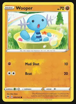 SWSH04: Vivid Voltage Wooper #083/185 Common Pokemon Card - Image 1