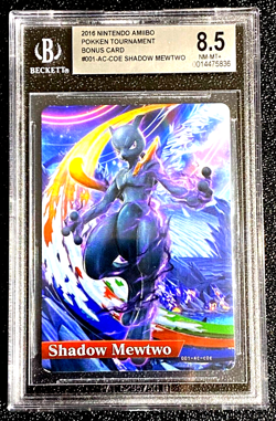 BGS 8.5 NM/MT+ SHADOW MEWTWO AMIIBO BONUS CARD POKKEN TOURNAMENT G3859 - Image 1