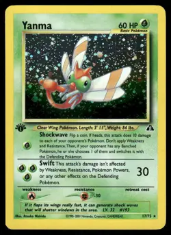 ⭐ Pokemon Cards Yanma 17/75 1st Edition Holo Neo Discovery Holo Rare - Image 1