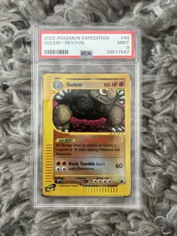 POKEMON CARD 2002 EXPEDITION GOLEM REVERSE FOIL/HOLO #49/165 GRADED PSA 9 - Image 1