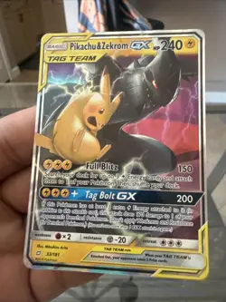 Pokemon Pikachu & Zekrom GX TCG Sun & Moon Holo Ultra Rare Card 33/181 Nm/M - Image 1