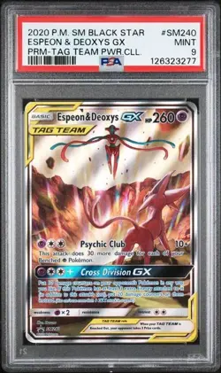 Espeon & Deoxys GX - SM240 Sun & Moon Black Star Promo PSA 9 MINT - POKEMON TCG - Image 1