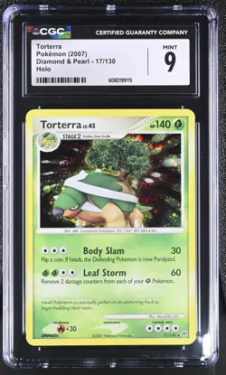 CGC 9 MINT Torterra 2007 Diamond & Pearl 17/130 Holo Pokemon Card - Image 1