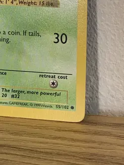 Pokemon TCG Nidoran Base Set 55/102 1st Edition Shadowless - Image 3