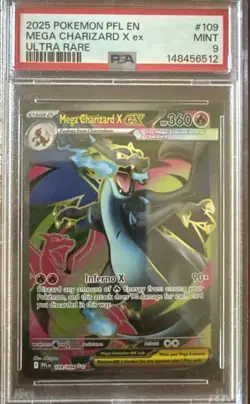 2025 Pokemon Phantasmal Flames Full Art Ultra Rare Charizard X ex 109/94 - PSA 9 - Image 1