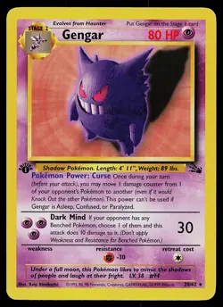 Pokemon Card - Gengar Fossil 20/62 Rare 1st Edition - Image 1