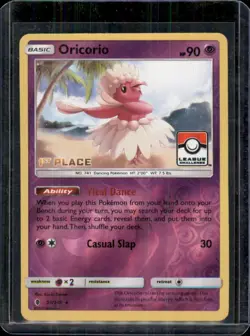 Oricorio 55/145 1st Place League Challenge Rare Guardians Rising Pokemon Card - Image 1