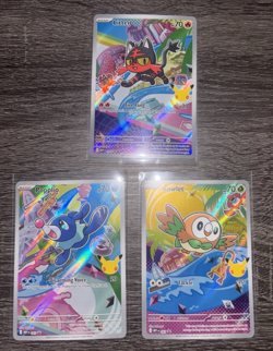 Pokemon First Partner Illustration GEN 7 Set 43-45 (30th) Rowlet Popplio Litten - Image 1