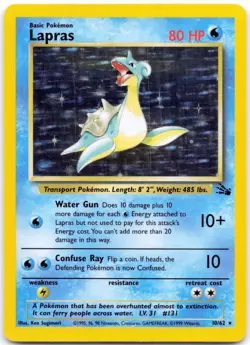 Lapras 10/62 Unlimited Holo Fossil LP - Image 1