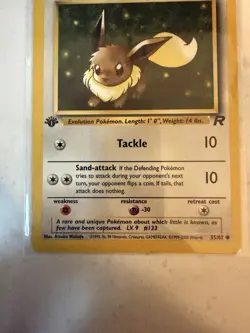 Pokemon Eevee 55/82 Team Rocket 1st Edition Regular Basic Common 40 HP - Image 3