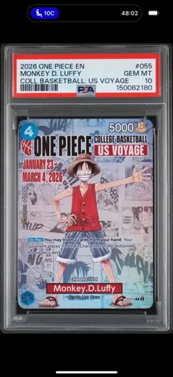 2026 ONE PIECE PROMOS COLLEGE BASKETBALL US VOYAGE MONKEY D. LUFFY PSA 10 - Image 1