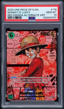 2025 ONE PIECE OP13-CARRYING ON HIS WILL #118 MONKEY D. LUFFY PSA 10 - Image 1