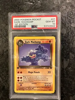 2000 Pokemon Rocket 27 Dark Machamp 1st Edition PSA 10 - Image 1