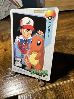 1998 Pokemon Bandai Anime Carddass Vending #27 Ash/Charmander - Image 2