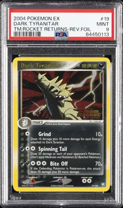 2004 POKEMON EX TEAM ROCKET RETURNS #19 DARK TYRANITAR-REVERSE FOIL PSA 9 - Image 1