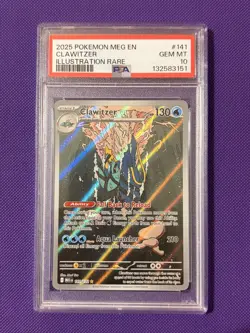Clawitzer Illustration Rare 141/132 2025 Pokemon Mega Evolution PSA 10 Gem Mint - Image 1