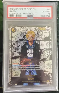 Sabo OP13-120 Manga Alternative Art Card PSA 10 Carrying On His Will, One Piece - Image 1