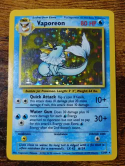 Vaporeon 12/64 No Symbol Error Holo Jungle Set Rare Pokemon Card LP^ - Image 1