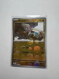 Master Ball Pokemon Timburr Reverse Holo Sv: Black Bolt 047/086 70HP Card - Image 1