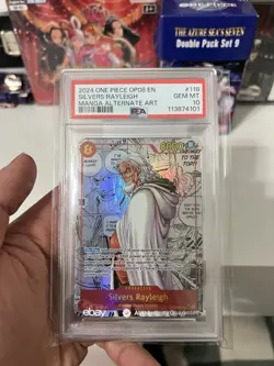 Silvers Rayleigh One Piece CCG Two Legends Foil PSA 10 #OP08 EN Manga Card 2024✅ - Image 1