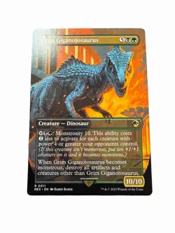 Grim Gigantosaurus Rex 011 Borderless Rare Jurassic World MTG Card - Image 1